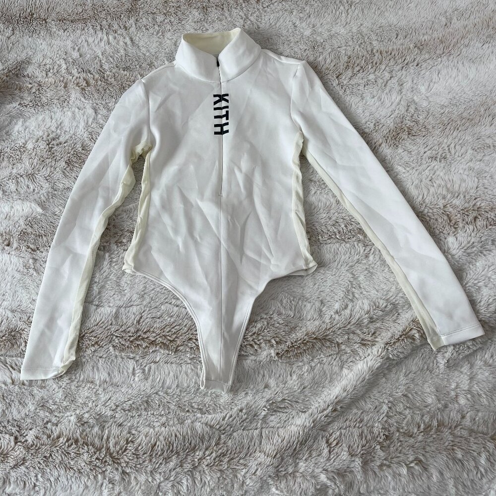 Kith Women Alexis Zip Front Bodysuit in White XS
